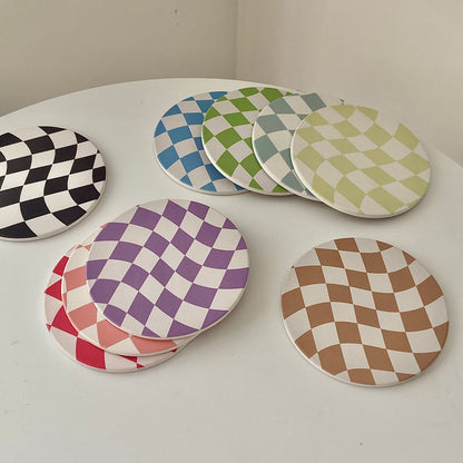 Ceramic checkerboard love coaster, view 3