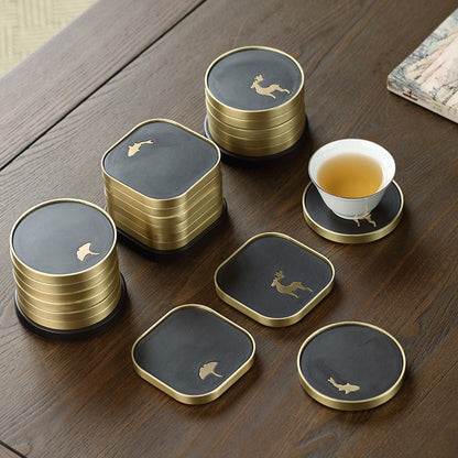 Bakelite and wood tea cup holder, set of six