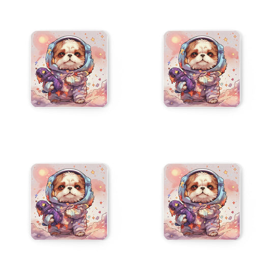 Four #20 Shih-Tzu-Naut coasters