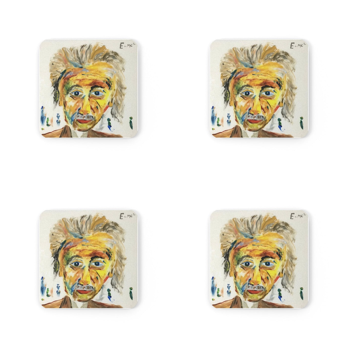 Four #8 Einstein coasters